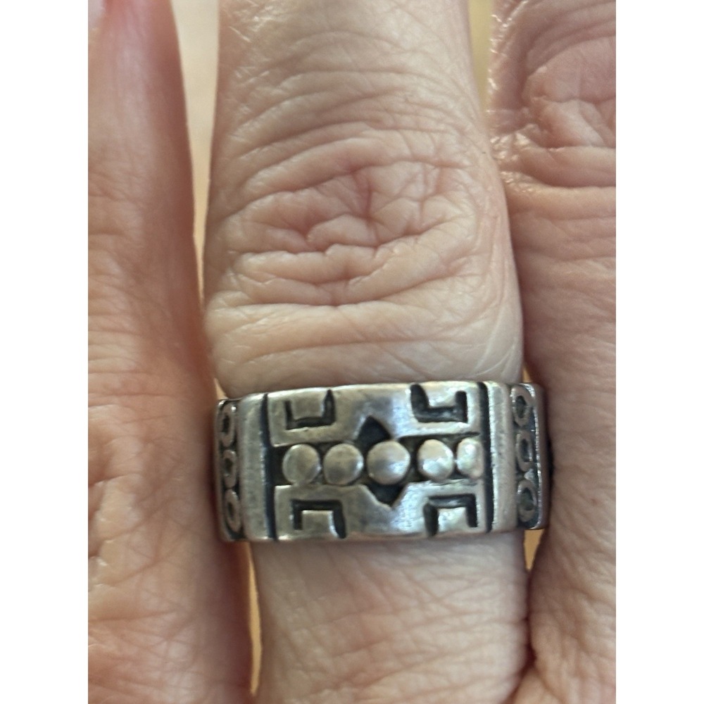 VINTAGE 925 STERLING SILVER BAND RING SIZE 9 RARE MEXICO - Picture 6 of 8